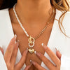 IngeSight.Z Punk Cute Love Heart Pendant Necklaces for Women Imitation Pearl Chain Rhinestones Crystal Choker Necklaces Jewelry