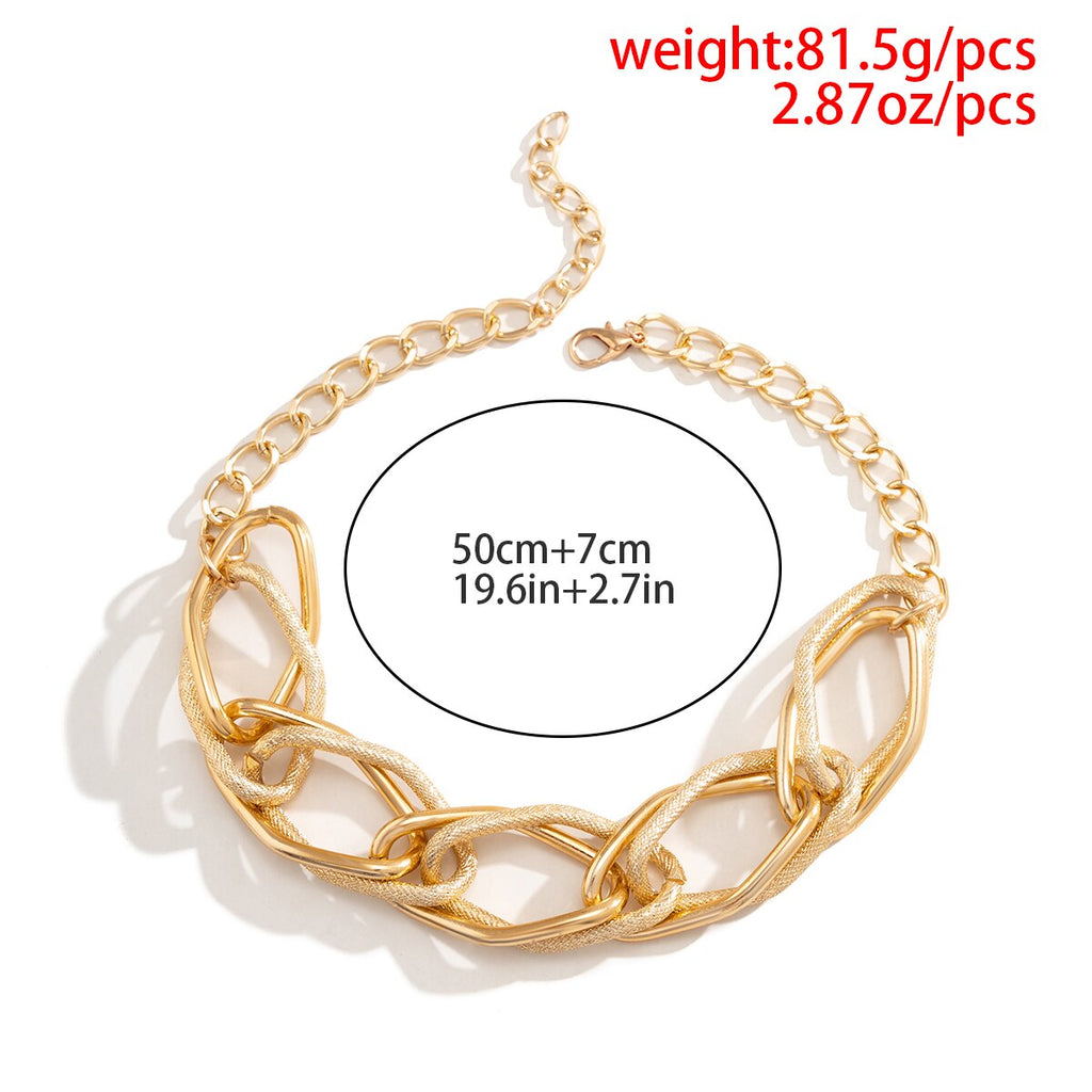 IngeSight.Z Punk Exaggerated Big Circle Chunky Interwoven Chain Necklace for Women Men Gothic Gold Color Clavicle Collar Neck