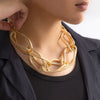IngeSight.Z Punk Exaggerated Big Circle Chunky Interwoven Chain Necklace for Women Men Gothic Gold Color Clavicle Collar Neck