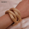 IngeSight.Z Punk Exaggerated Cross Cuff Bangles Statement Gold Color Metal Wrist Chain Bracelets Bangles for Women Jewelry Party
