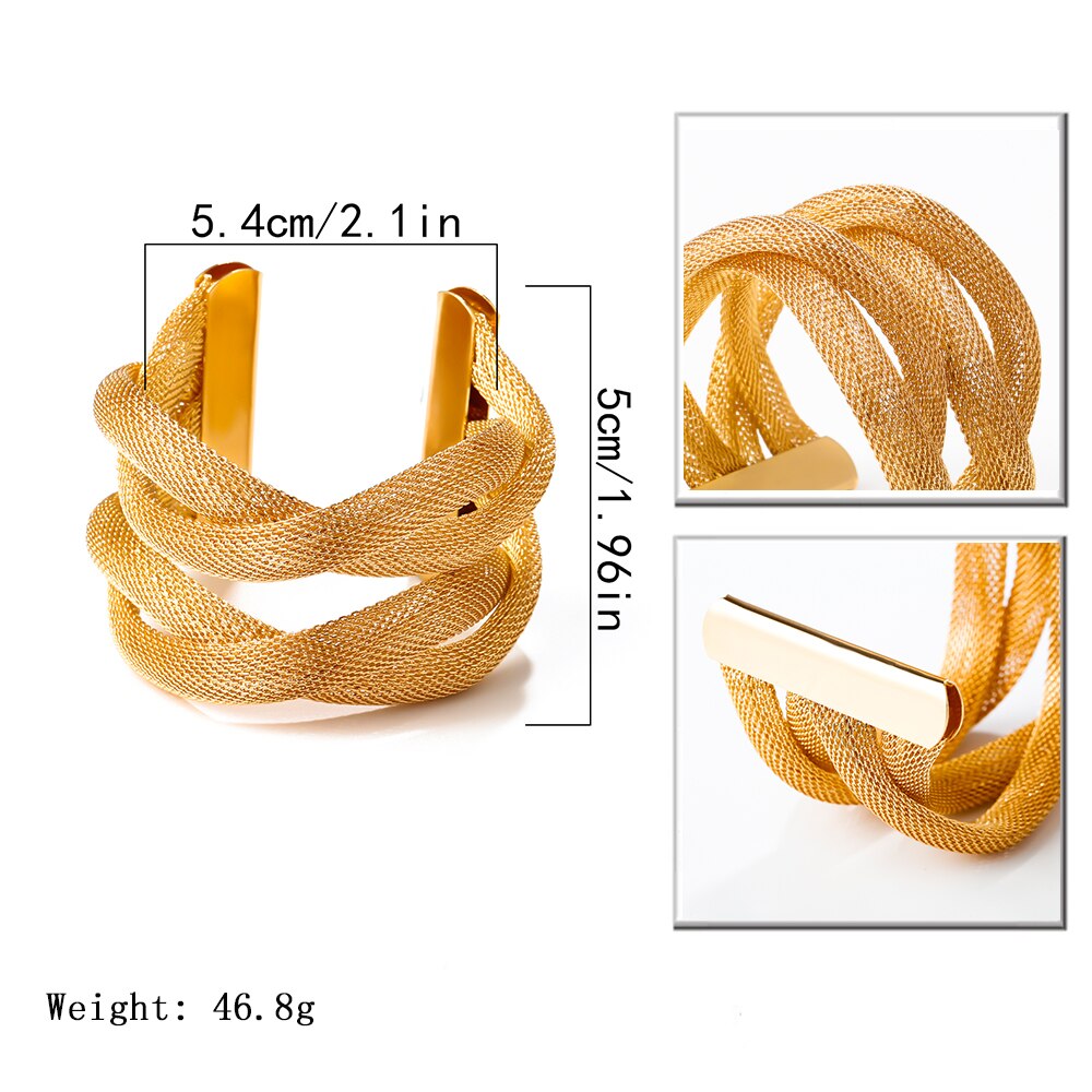 IngeSight.Z Punk Exaggerated Cross Cuff Bangles Statement Gold Color Metal Wrist Chain Bracelets Bangles for Women Jewelry Party