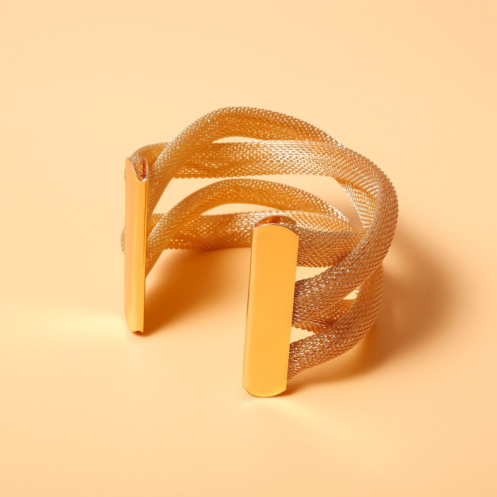 IngeSight.Z Punk Exaggerated Cross Cuff Bangles Statement Gold Color Metal Wrist Chain Bracelets Bangles for Women Jewelry Party