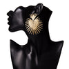 IngeSight.Z Punk Exaggerated Heart Dangle Earrings for Women Statement Hip Hop Gold Color Geometric Big Drop Earrings Jewelry