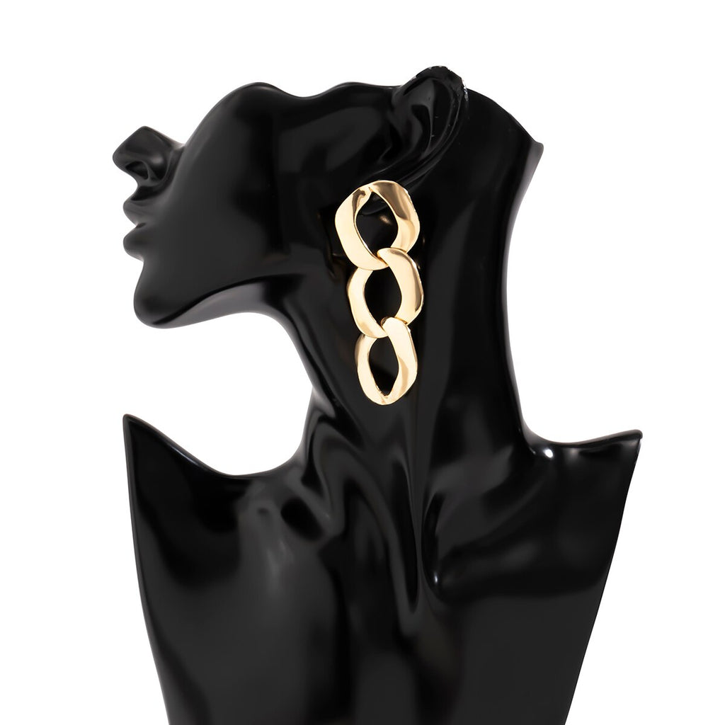 IngeSight.Z  Punk Exaggerated Long Chain Ring Buckle Drop Earrings for Women Vintage Geometric Hollow Hip Hop Earring Party Gift