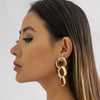 IngeSight.Z  Punk Exaggerated Long Chain Ring Buckle Drop Earrings for Women Vintage Geometric Hollow Hip Hop Earring Party Gift