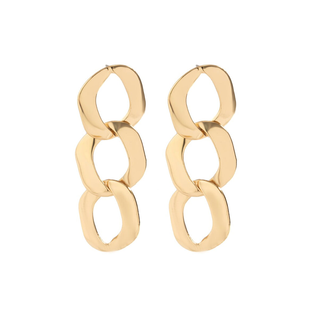 IngeSight.Z  Punk Exaggerated Long Chain Ring Buckle Drop Earrings for Women Vintage Geometric Hollow Hip Hop Earring Party Gift