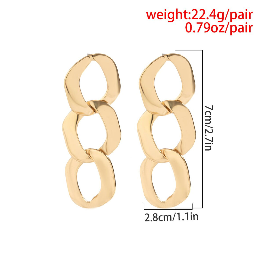 IngeSight.Z  Punk Exaggerated Long Chain Ring Buckle Drop Earrings for Women Vintage Geometric Hollow Hip Hop Earring Party Gift