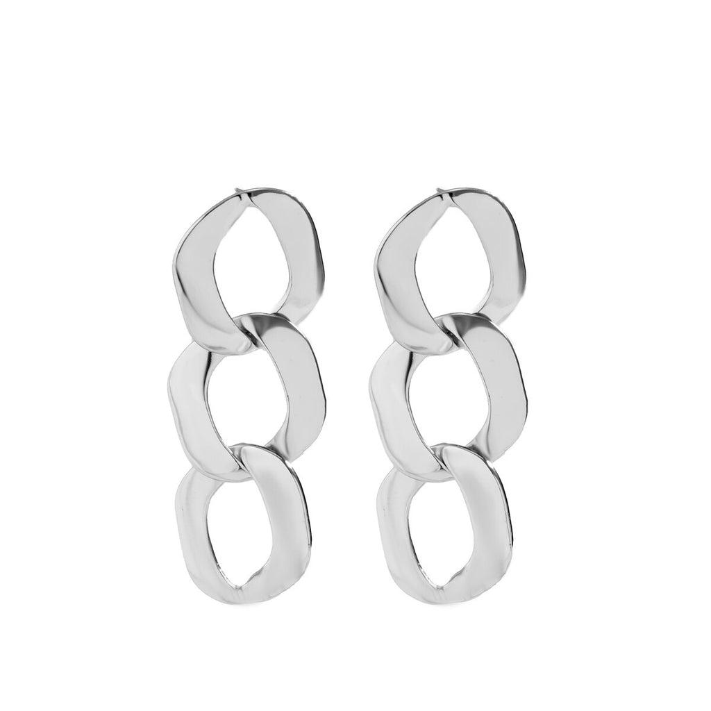 IngeSight.Z  Punk Exaggerated Long Chain Ring Buckle Drop Earrings for Women Vintage Geometric Hollow Hip Hop Earring Party Gift