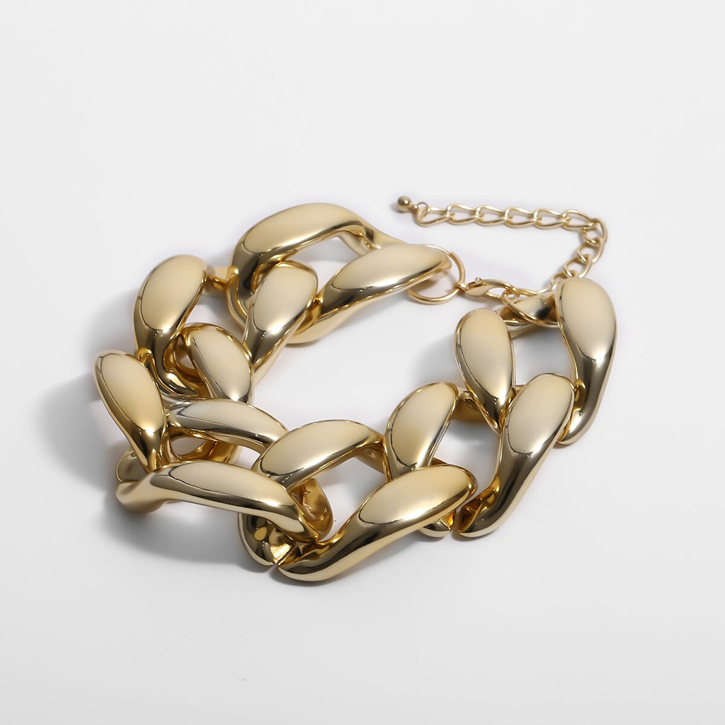 IngeSight.Z Punk Exaggerated Miami Cuban Thick Choker Necklaces Hip Hop Gold Color Chunky Collar Necklace for Women Men Jewelry