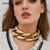 IngeSight.Z Punk Exaggerated Miami Cuban Thick Choker Necklaces Hip Hop Gold Color Chunky Collar Necklace for Women Men Jewelry