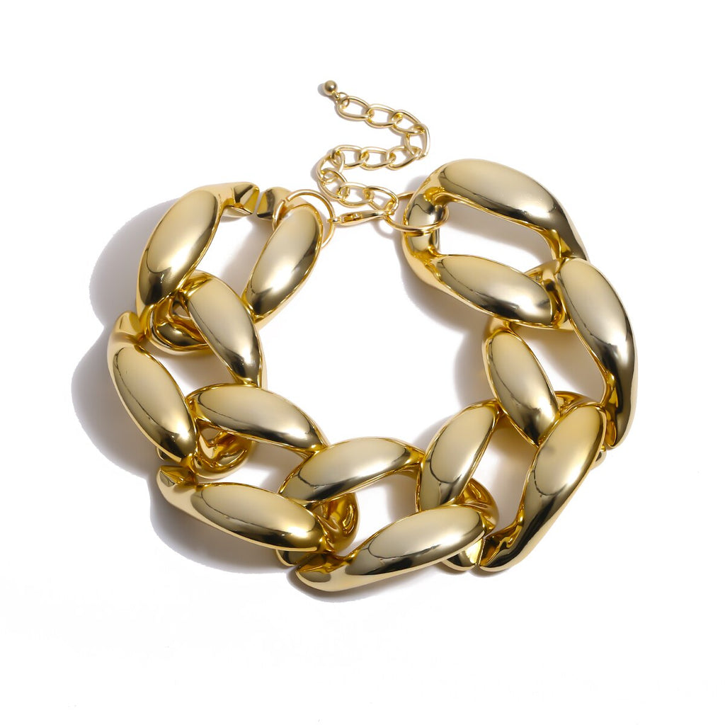 IngeSight.Z Punk Exaggerated Miami Cuban Thick Choker Necklaces Hip Hop Gold Color Chunky Collar Necklace for Women Men Jewelry