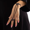 IngeSight.Z Punk Finger Bracelets with Ring for Women Vintage Dark Openwork Engraving Triangle Link Charm Bracelet Jewelry