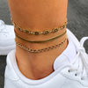 IngeSight.Z Punk Flat Blade Snake Chain Star Tassel Pendant Anklets for Women Barefoot Sandals On Foot Anklets Set Ankle Jewelry