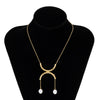 IngeSight.Z Punk Geometric Half Metal Tube Pendant Necklaces for Women Imitation Pearls Chain Choker Necklaces Jewelry