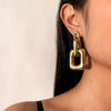 IngeSight.Z Punk Geometric Square Drop Dangle Earrings Gold Color CCB Plastic Hanging Earrings for Women Jewelry Party