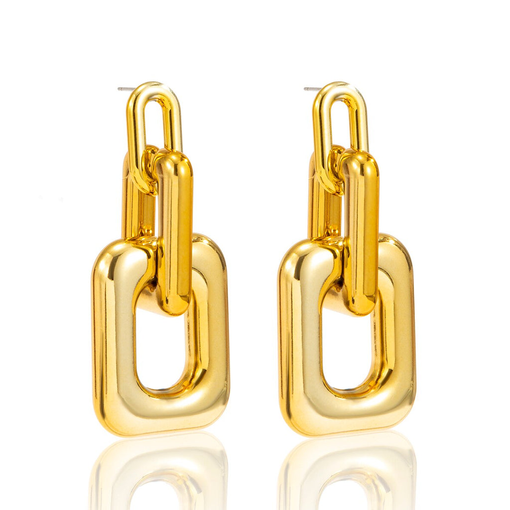 IngeSight.Z Punk Geometric Square Drop Dangle Earrings Gold Color CCB Plastic Hanging Earrings for Women Jewelry Party