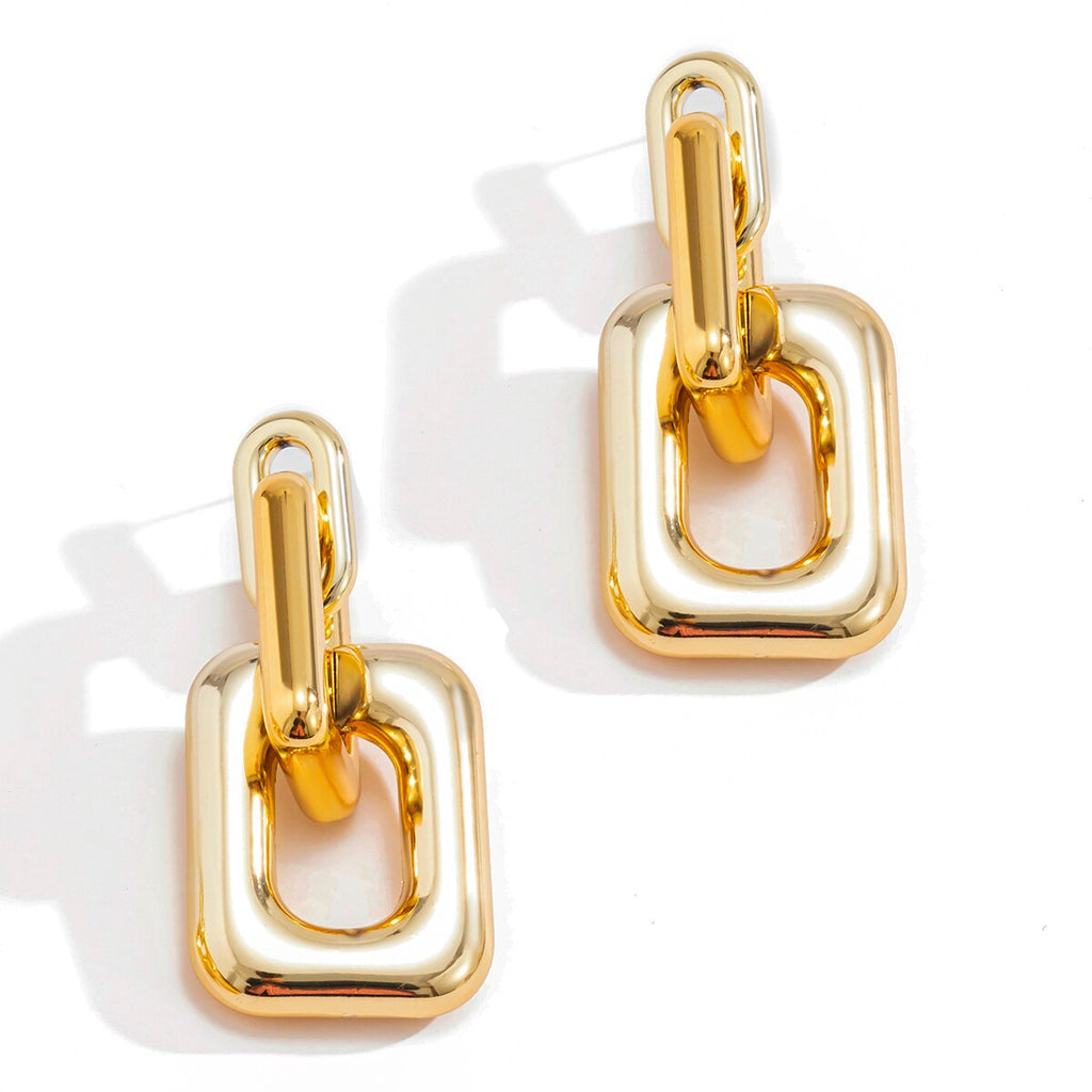 IngeSight.Z Punk Geometric Square Drop Dangle Earrings Gold Color CCB Plastic Hanging Earrings for Women Jewelry Party