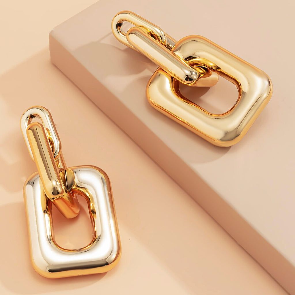 IngeSight.Z Punk Geometric Square Drop Dangle Earrings Gold Color CCB Plastic Hanging Earrings for Women Jewelry Party