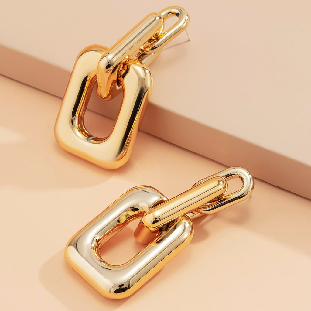 IngeSight.Z Punk Geometric Square Drop Dangle Earrings Gold Color CCB Plastic Hanging Earrings for Women Jewelry Party