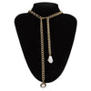 IngeSight.Z Punk Gold Color Link Chain Long Necklace Imitation Pearl Baroque Small Ball Pendant Necklaces for Women Jewelry Gift
