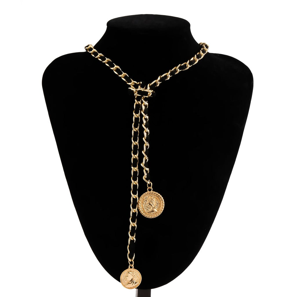 IngeSight.Z Punk Gold Color Link Chain Long Necklace Imitation Pearl Baroque Small Ball Pendant Necklaces for Women Jewelry Gift