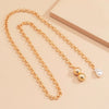 IngeSight.Z Punk Gold Color Link Chain Long Necklace Imitation Pearl Baroque Small Ball Pendant Necklaces for Women Jewelry Gift