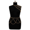 IngeSight.Z Punk Gold Color Shoulder Chain Body Chain Set for Women Big Circle Bikini Chest Chain Tassel Waist Chain