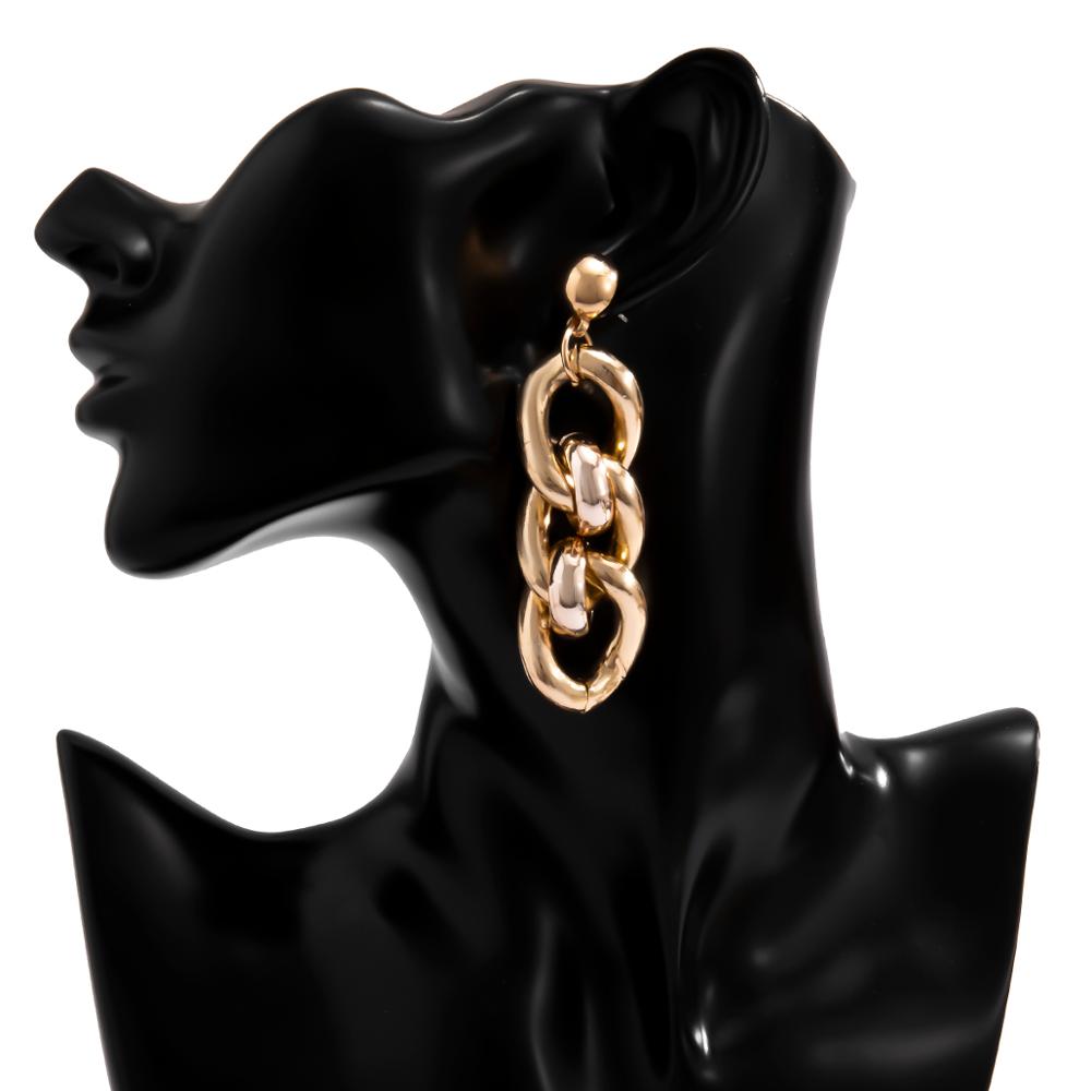 IngeSight.Z Punk Gold Color Thick Link Chain Drop Dangle Earrings Chunky Metal Hanging Earrings Oorbellen Brincos Women Jewelry