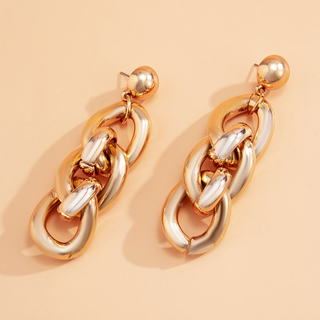 IngeSight.Z Punk Gold Color Thick Link Chain Drop Dangle Earrings Chunky Metal Hanging Earrings Oorbellen Brincos Women Jewelry