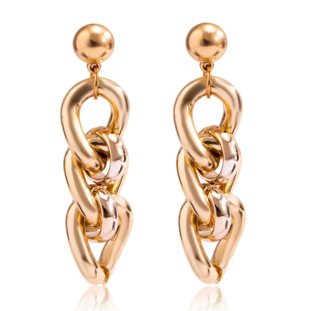 IngeSight.Z Punk Gold Color Thick Link Chain Drop Dangle Earrings Chunky Metal Hanging Earrings Oorbellen Brincos Women Jewelry