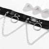 IngeSight.Z Punk Gothic PU Leather Belt Metal Chain Ring Waist Chain for Women Hip-Hop Dance Short Skirt Jeans Waistband Decor