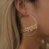 IngeSight.Z Punk Hyperbole Big Circle with Baby Femme Letter Hoop Earrings Women Jewelry Oorbellen Female