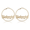 IngeSight.Z Punk Hyperbole Big Circle with Baby Femme Letter Hoop Earrings Women Jewelry Oorbellen Female