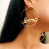 IngeSight.Z Punk Hyperbole Big Circle with Baby Femme Letter Hoop Earrings Women Jewelry Oorbellen Female