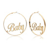 IngeSight.Z Punk Hyperbole Big Circle with Baby Femme Letter Hoop Earrings Women Jewelry Oorbellen Female