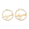 IngeSight.Z Punk Hyperbole Big Circle with Baby Femme Letter Hoop Earrings Women Jewelry Oorbellen Female