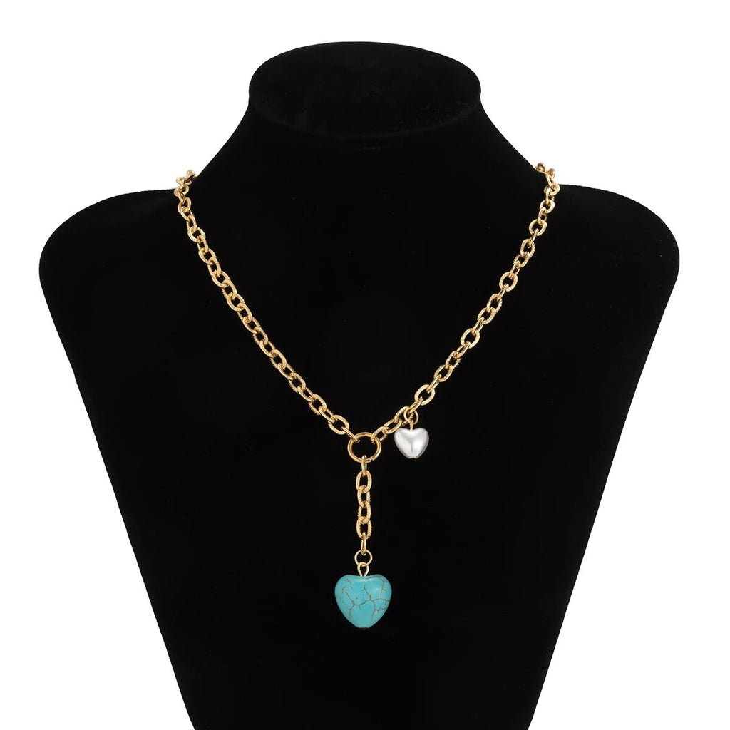 IngeSight.Z Punk Imitation Pearl Baroque Choker Necklace Simple Minimalist Link Chain Long Pendant Necklaces for Women Jewelry