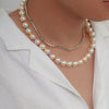 IngeSight.Z Punk Layered Imitation Pearl Rhinestone Choker Necklaces for Men Women Acrylic Seed Beaded Jewelry Set