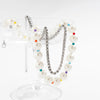 IngeSight.Z Punk Layered Imitation Pearl Rhinestone Choker Necklaces for Men Women Acrylic Seed Beaded Jewelry Set
