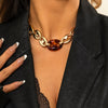 IngeSight.Z Punk Leopard Tortoiseshell AcRylic Resin Choker Necklaces Vintage Chunky Thick Clavicle Necklaces for Women  Jewelry