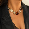 IngeSight.Z Punk Leopard Tortoiseshell AcRylic Resin Choker Necklaces Vintage Chunky Thick Clavicle Necklaces for Women  Jewelry