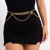 IngeSight.Z Punk Lock Pendant Chunky Thick Waist Chain for Women Multilayer Gothic Gold Color Cuban Chain Dress Waistband Belts