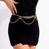 IngeSight.Z Punk Lock Pendant Chunky Thick Waist Chain for Women Multilayer Gothic Gold Color Cuban Chain Dress Waistband Belts