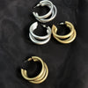 IngeSight.Z Punk Matte Gold Color Geometric Twisted Curved Cross Round Circle Stud Earrings for Statement Women Jewelry Gifts