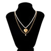 IngeSight.Z Punk Metal Love Heart Pendant Pearl Beaded Necklace For Women Vintage Elegant Clavicle Chain Jewelry Gifts