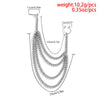 IngeSight.Z Punk Metal Tassel Multilayer Nose Earrings Chain for Women Hip Hop One-piece Nose Ring Piercing Stud Body Jewelry
