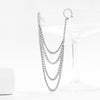 IngeSight.Z Punk Metal Tassel Multilayer Nose Earrings Chain for Women Hip Hop One-piece Nose Ring Piercing Stud Body Jewelry