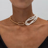 IngeSight.Z Punk Multi Layered Imitation Pearl Choker Necklace Collar Statement Boho Handmade Pendant Necklace for Women Jewelry