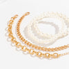 IngeSight.Z Punk Multilayer Imitation Pearls Beaded Miami Cuban Thick Bracelet Set for Women Men Gold Color Charm Wrist Chain