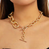 IngeSight.Z  Punk OT Buckle Thick Chain Toggle Clasp Necklaces for Women Hip Hop Gold Color Cuban Long Link Chain Choker Neck